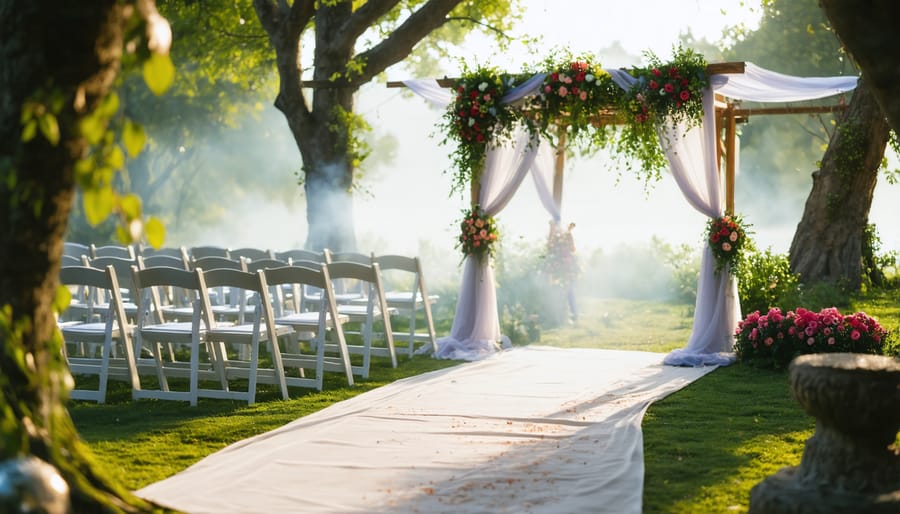 Outdoor wedding celebration incorporating vaping accessories as part of the decor